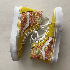Vans Yellow Floral Skate High-Top Sneakers Women’s Size 7.5 Sold Out Style